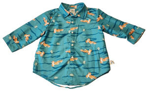 Raja Tiger Striped Blue Button-up Shirt Aladdin Disney ily Brand Youth/Kids 7/8